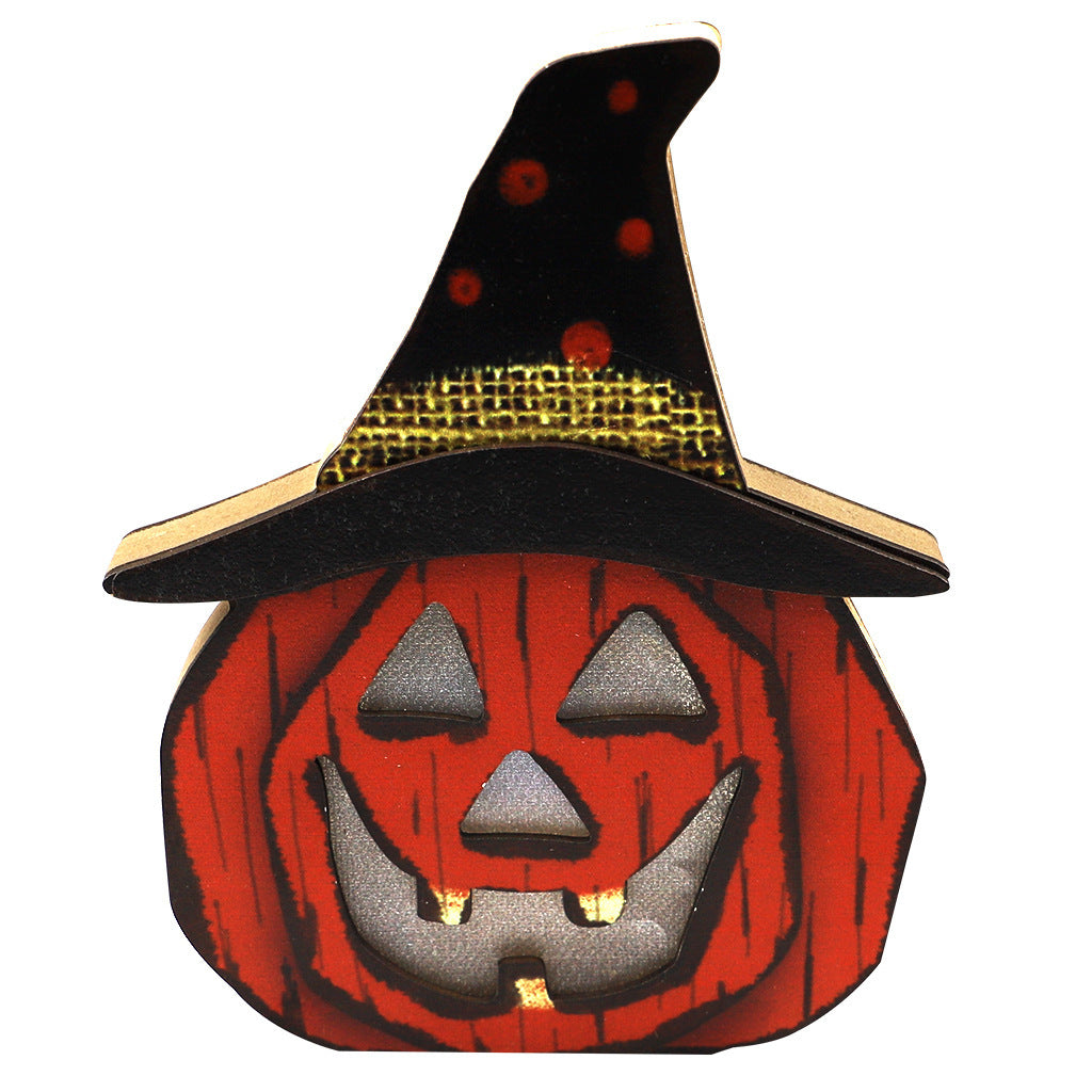 Lámpara de calabaza de madera creativa para Halloween, decoraciones de Halloween