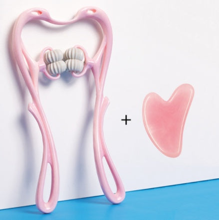 Masajeador de cuello manual de seis ruedas con rodillos de masaje para aliviar el dolor.