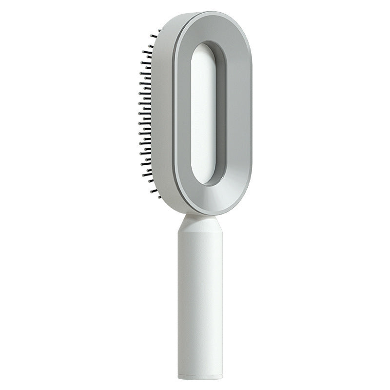 Cepillo autolimpiante para el cabello para mujeres, con una sola tecla, para la pérdida del cabello, masajeador de bolsas de aire, peine para el cuero cabelludo, cepillo antiestático.