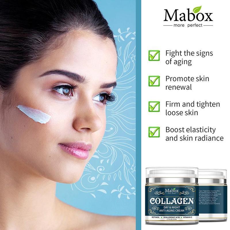Crema facial hidratante de colágeno, productos para el cuidado de la piel, crema facial antienvejecimiento, hidratante y eliminador de arrugas.