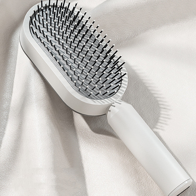 Cepillo autolimpiante para el cabello para mujeres, con una sola tecla, para la pérdida del cabello, masajeador de bolsas de aire, peine para el cuero cabelludo, cepillo antiestático.