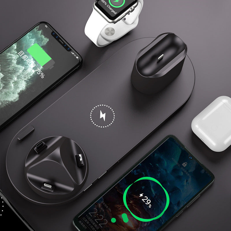 Cargador inalámbrico para iPhone, cargador rápido para teléfono, base de carga rápida , reloj, estación de carga 6 en 1
