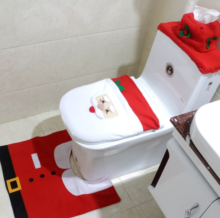 FENGRISE - Juego de 3 alfombras navideñas de Papá Noel para baño, decoración navideña, suministros para fiestas de Año Nuevo