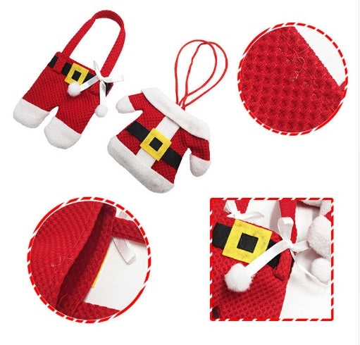 Juego de 6 cubiertos navideños para Año Nuevo, cuchillos, tenedores, pantalones, faldas y adornos navideños para el hogar.