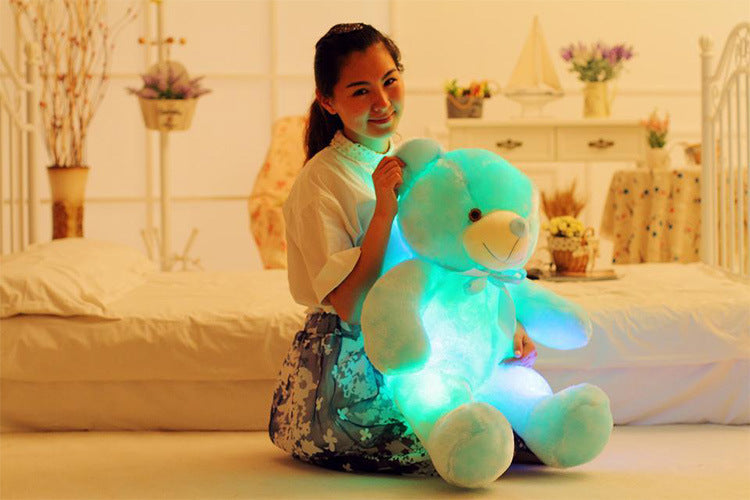 Oso de peluche LED creativo con luz, peluche colorido y brillante, regalo de Navidad para niños, almohada