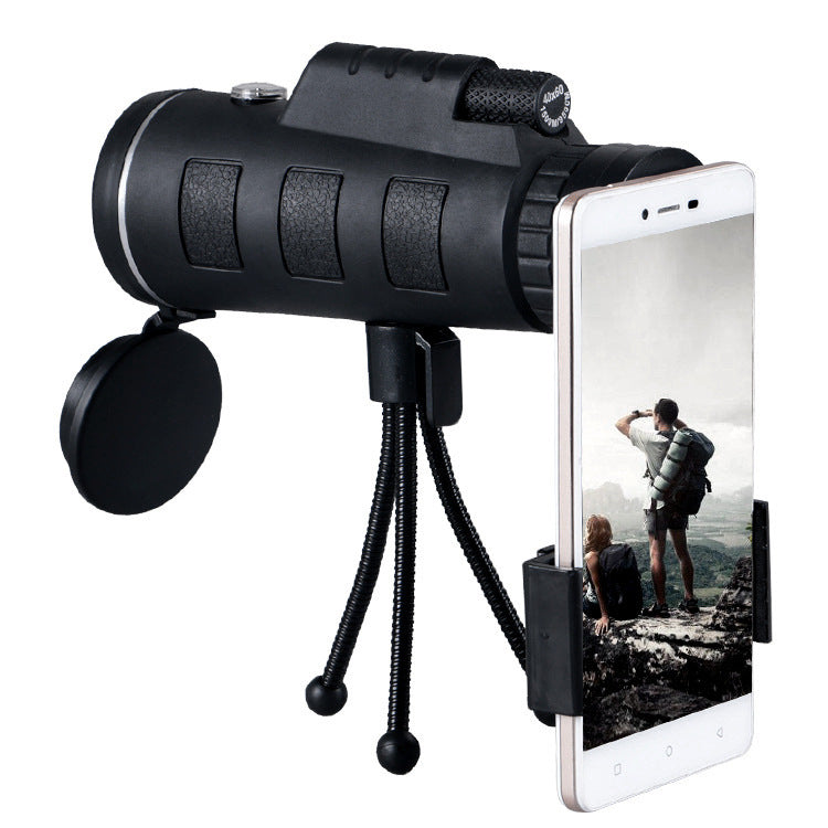 Compatible con Apple, telescopio monocular con zoom y brújula, clip para teléfono y trípode.