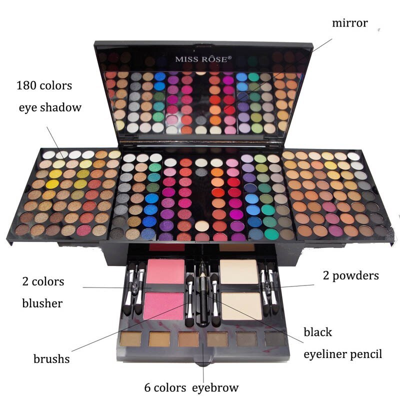 Paleta de maquillaje personalizada con forma de piano, 180 colores, sombras de ojos y rubor