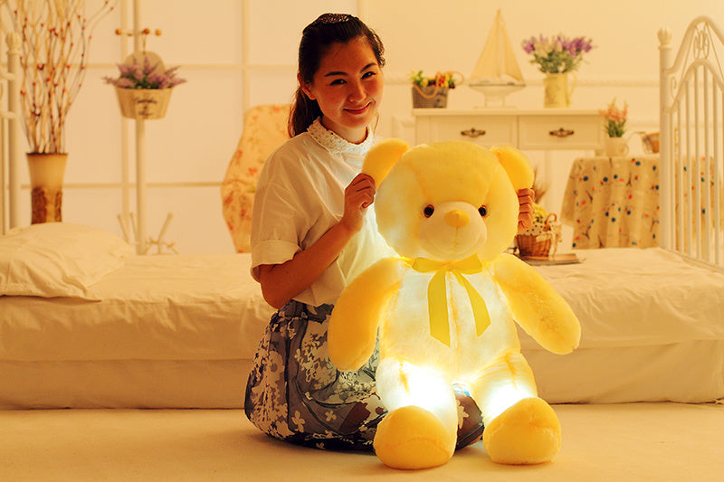 Oso de peluche LED creativo con luz, peluche colorido y brillante, regalo de Navidad para niños, almohada