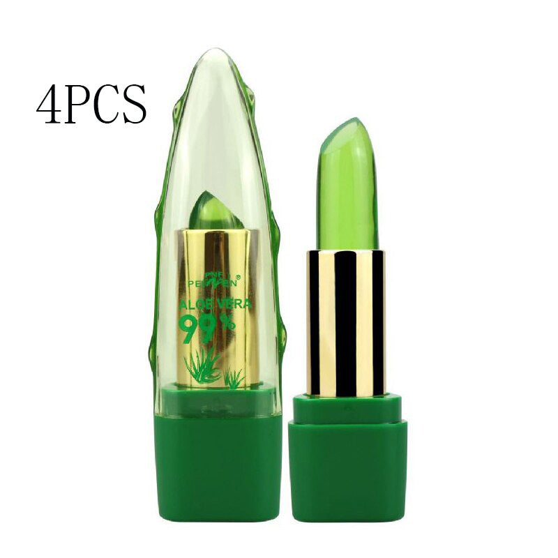Lápiz labial de aloe vera con gel que cambia de color, hidratante, antisecado, desalinizante, de grano fino, cuidado labial.