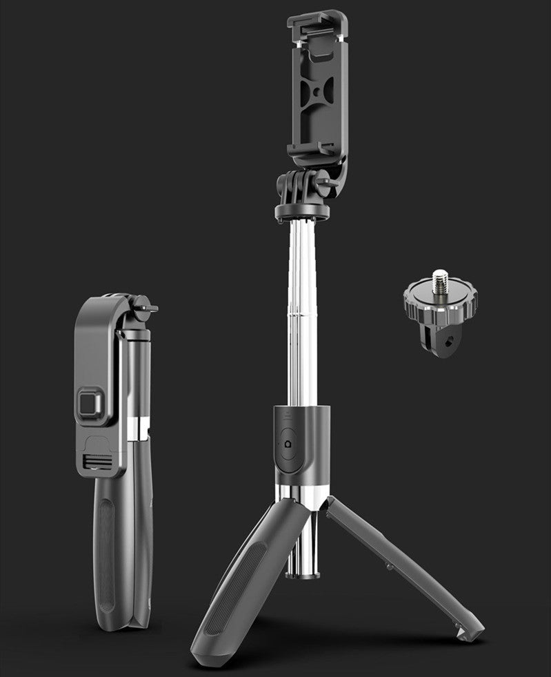 Compatible con Apple, trípode para selfies, soporte triangular universal para móvil con Bluetooth.