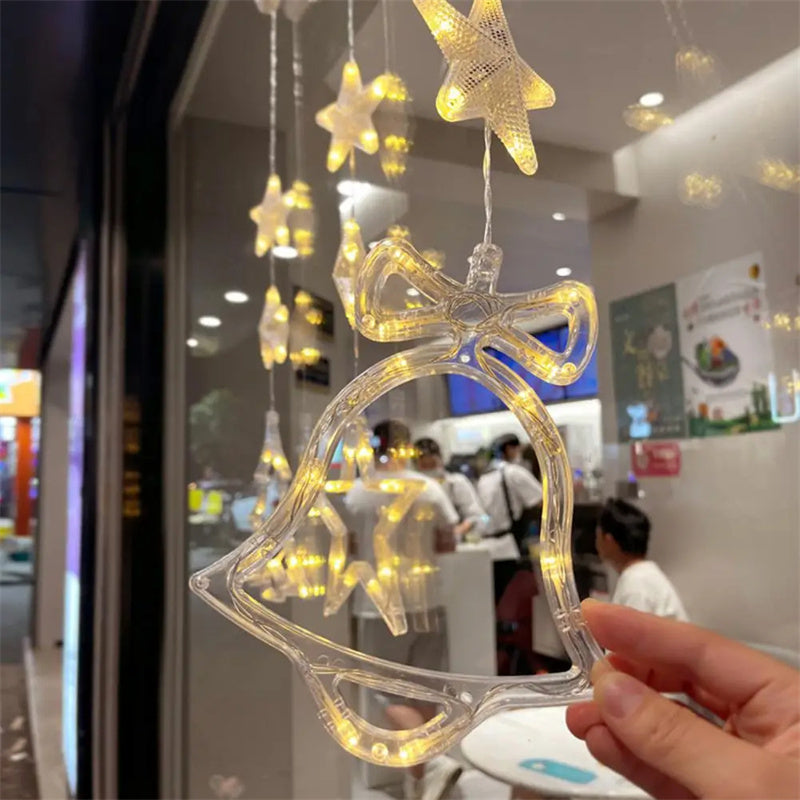 3 luces LED navideñas con forma de estrella para colgar en el árbol de Navidad, adornos para ventanas, decoración para el hogar, Navidad, Año Nuevo