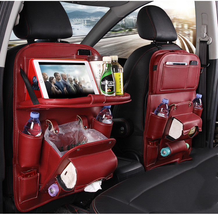 Bolsa de almacenamiento de cuero PU para coche, bandeja multifunción para el respaldo del asiento, bolsa colgante, organizador impermeable para coche