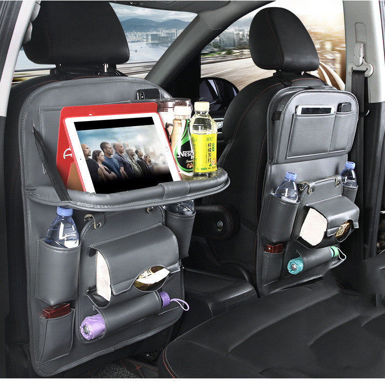 Bolsa de almacenamiento de cuero PU para coche, bandeja multifunción para el respaldo del asiento, bolsa colgante, organizador impermeable para coche