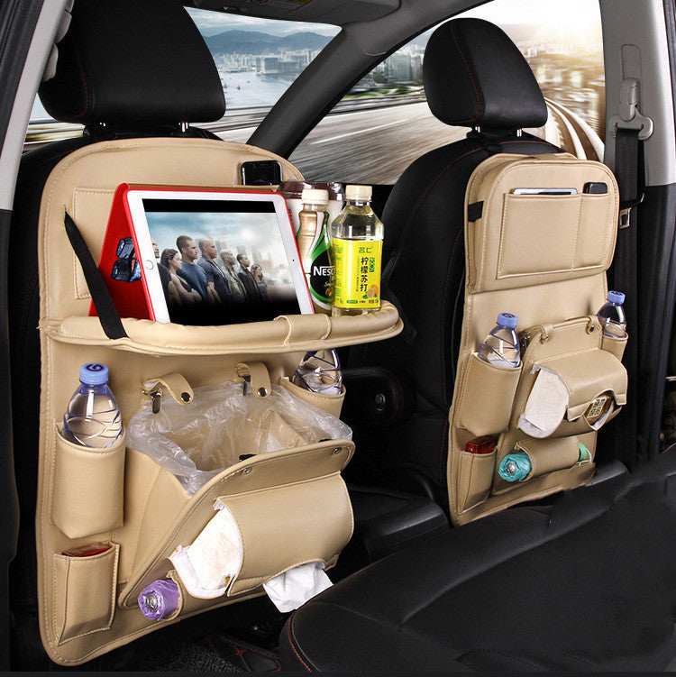Bolsa de almacenamiento de cuero PU para coche, bandeja multifunción para el respaldo del asiento, bolsa colgante, organizador impermeable para coche