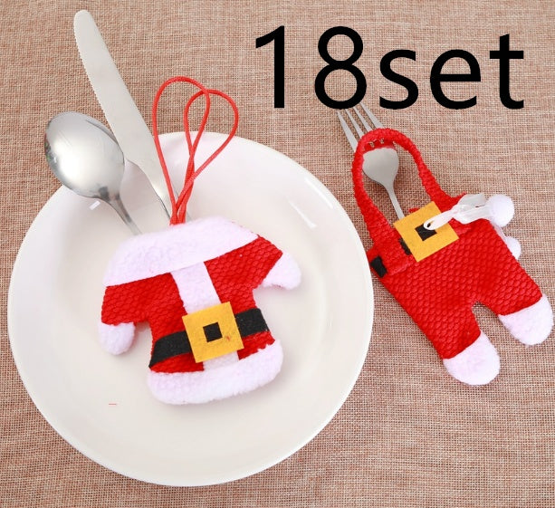 Juego de 6 cubiertos navideños para Año Nuevo, cuchillos, tenedores, pantalones, faldas y adornos navideños para el hogar.