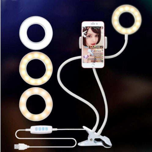 Anillo de luz LED para selfies, luz de maquillaje ajustable en vivo, soporte de 8 cm