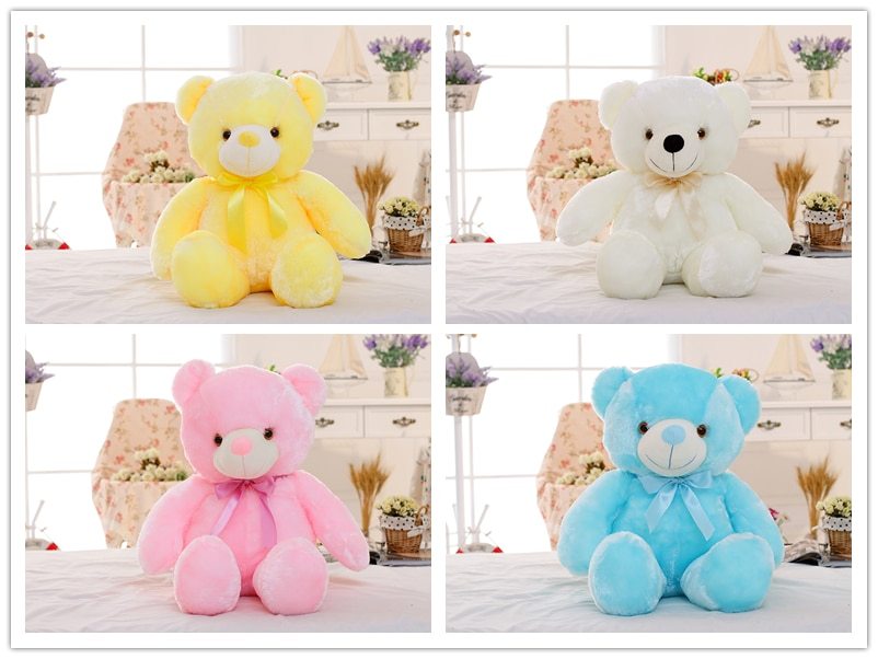 Oso de peluche LED creativo con luz, peluche colorido y brillante, regalo de Navidad para niños, almohada