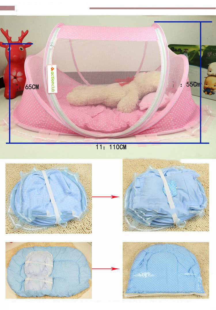 Red de cuna plegable para bebé con almohada (juego de 2 piezas)