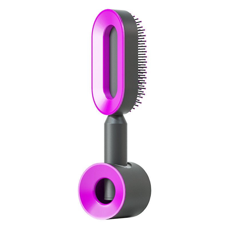 Cepillo autolimpiante para el cabello para mujeres, con una sola tecla, para la pérdida del cabello, masajeador de bolsas de aire, peine para el cuero cabelludo, cepillo antiestático.