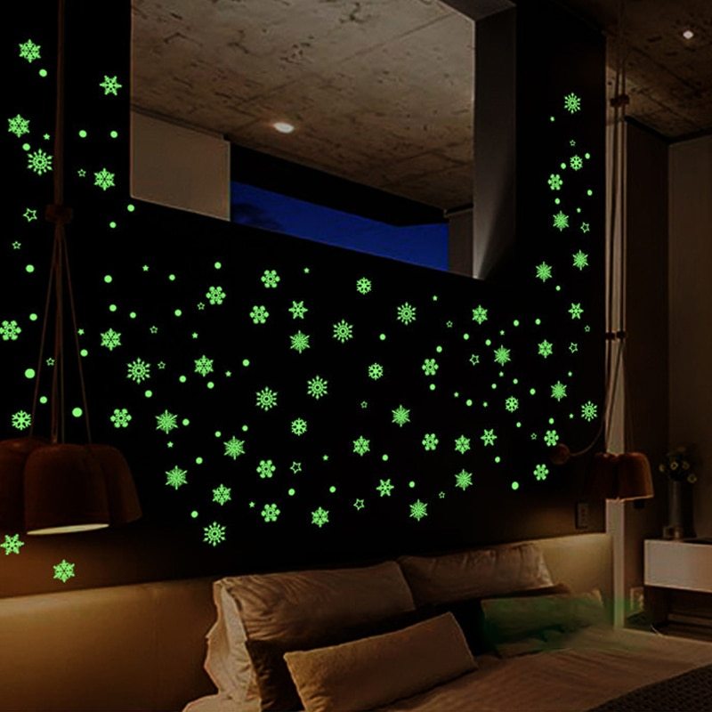 Adornos navideños de Año Nuevo para el hogar, fondo luminoso de copos de nieve, adhesivo decorativo extraíble para Navidad Natal
