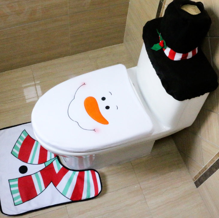 FENGRISE - Juego de 3 alfombras navideñas de Papá Noel para baño, decoración navideña, suministros para fiestas de Año Nuevo