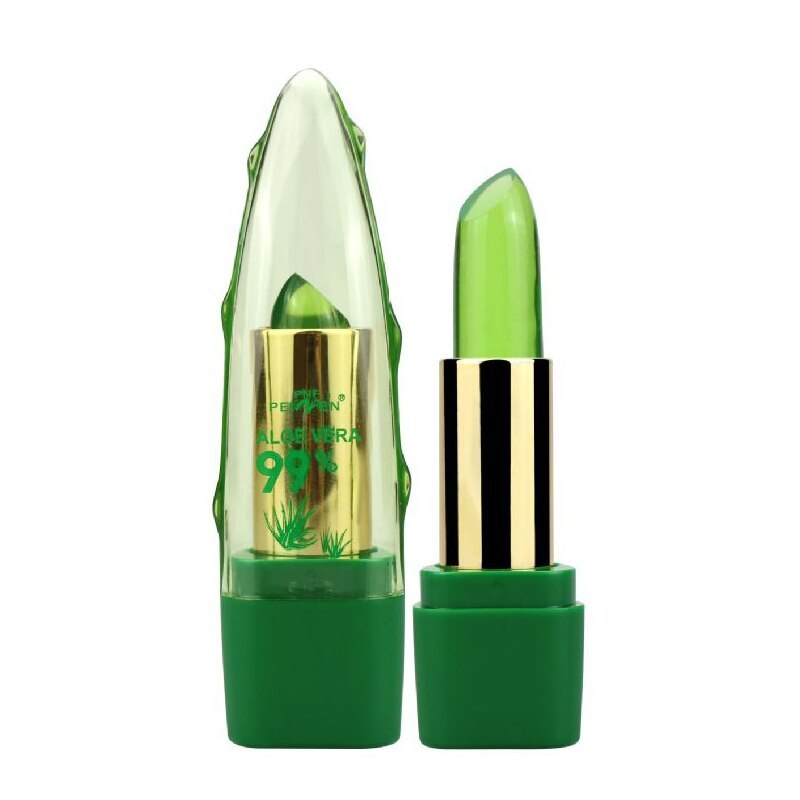 Lápiz labial de aloe vera con gel que cambia de color, hidratante, antisecado, desalinizante, de grano fino, cuidado labial.