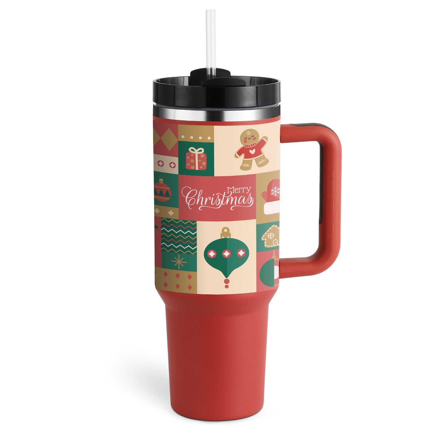 Vaso de 40 oz con asa, pajita aislante, de acero inoxidable, a prueba de derrames, taza de café al vacío con tapa, taza cónica.