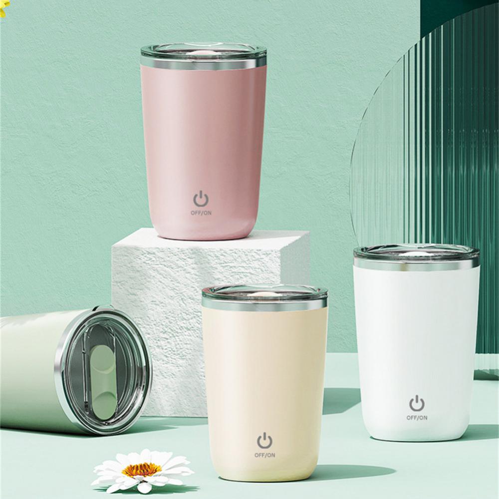 Taza automática de 350 ml con agitación automática, taza para mezclar café, leche y jugo, eléctrica de acero inoxidable con rotación lenta.