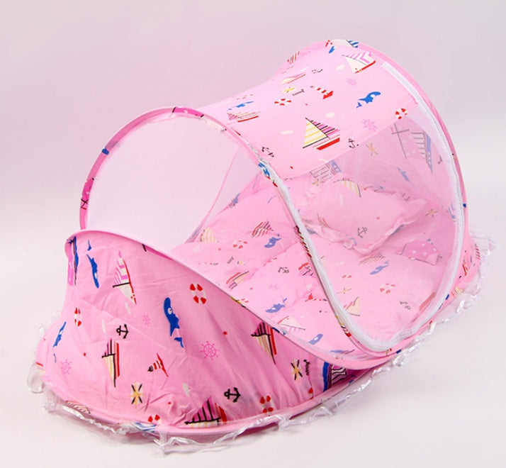 Red de cuna plegable para bebé con almohada (juego de 2 piezas)