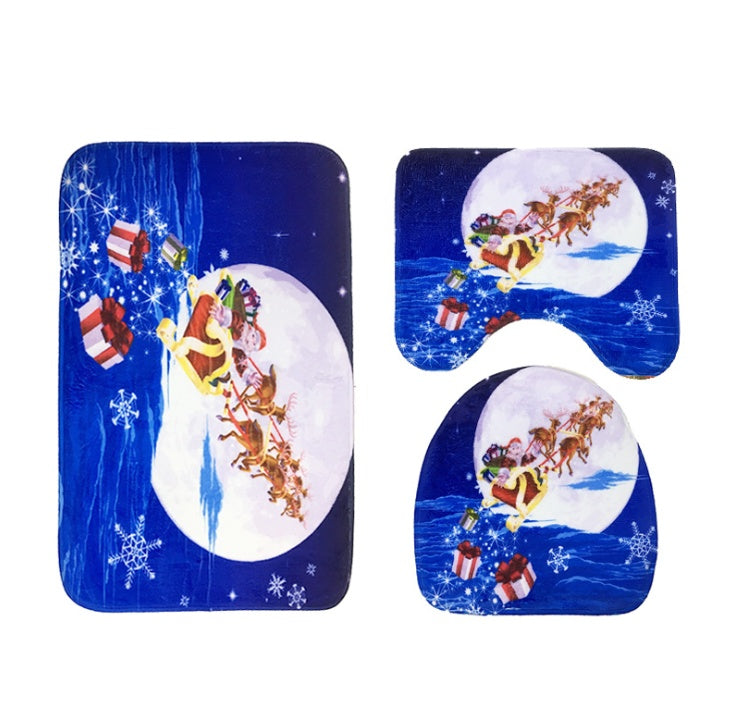 FENGRISE - Juego de 3 alfombras navideñas de Papá Noel para baño, decoración navideña, suministros para fiestas de Año Nuevo