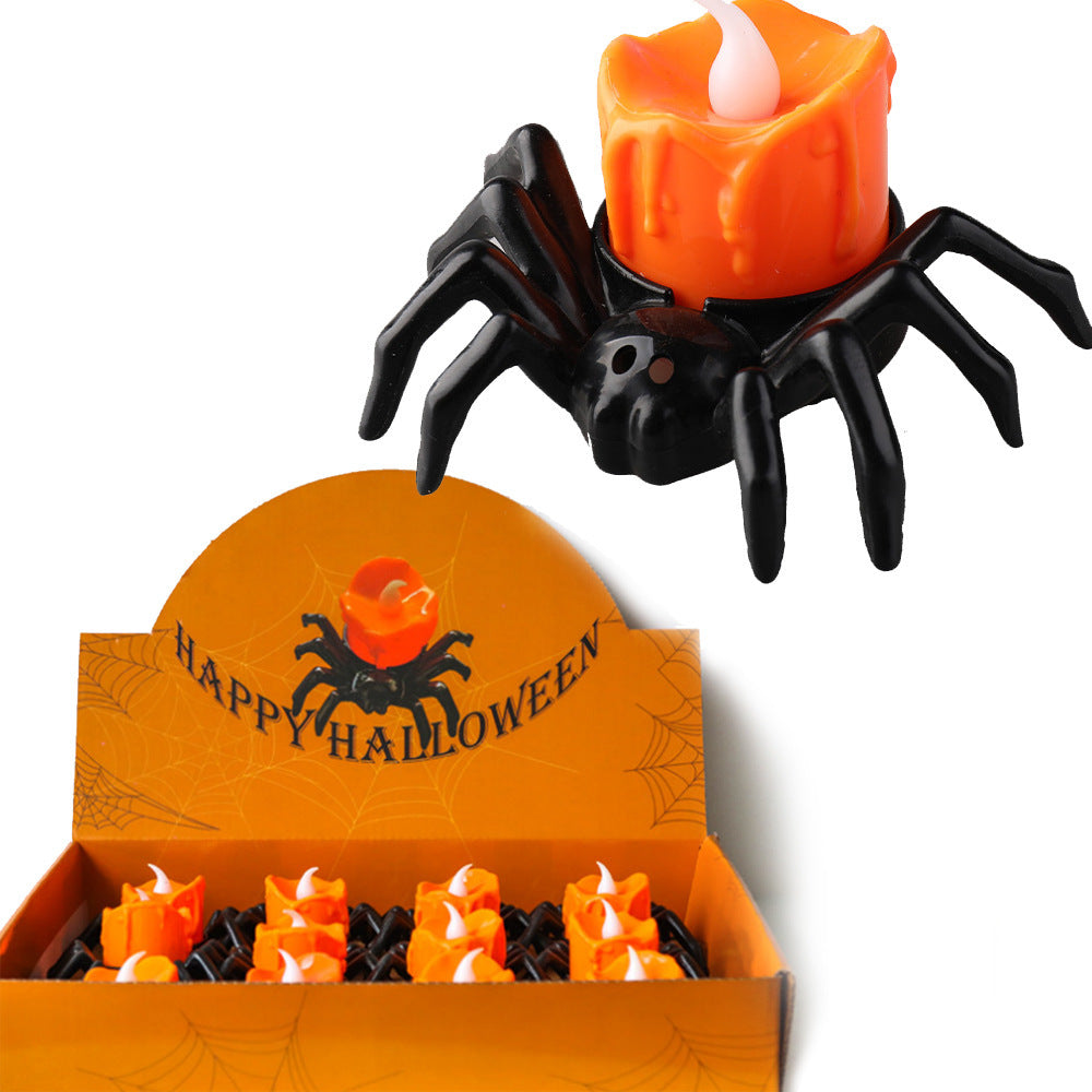 Adornos creativos de candelabros con forma de araña para Halloween con ambiente festivo