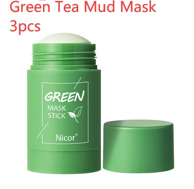 Mascarilla limpiadora de té verde, barra de arcilla, control de grasa, antiacné, blanqueadora, mascarilla de algas marinas, cuidado de la piel