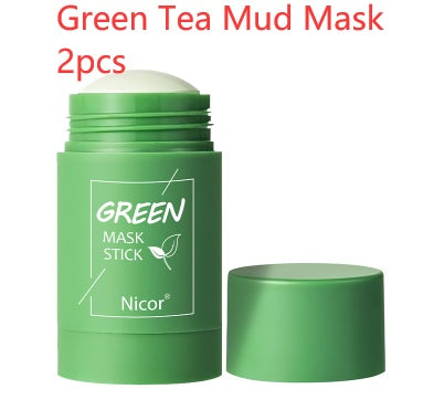 Mascarilla limpiadora de té verde, barra de arcilla, control de grasa, antiacné, blanqueadora, mascarilla de algas marinas, cuidado de la piel