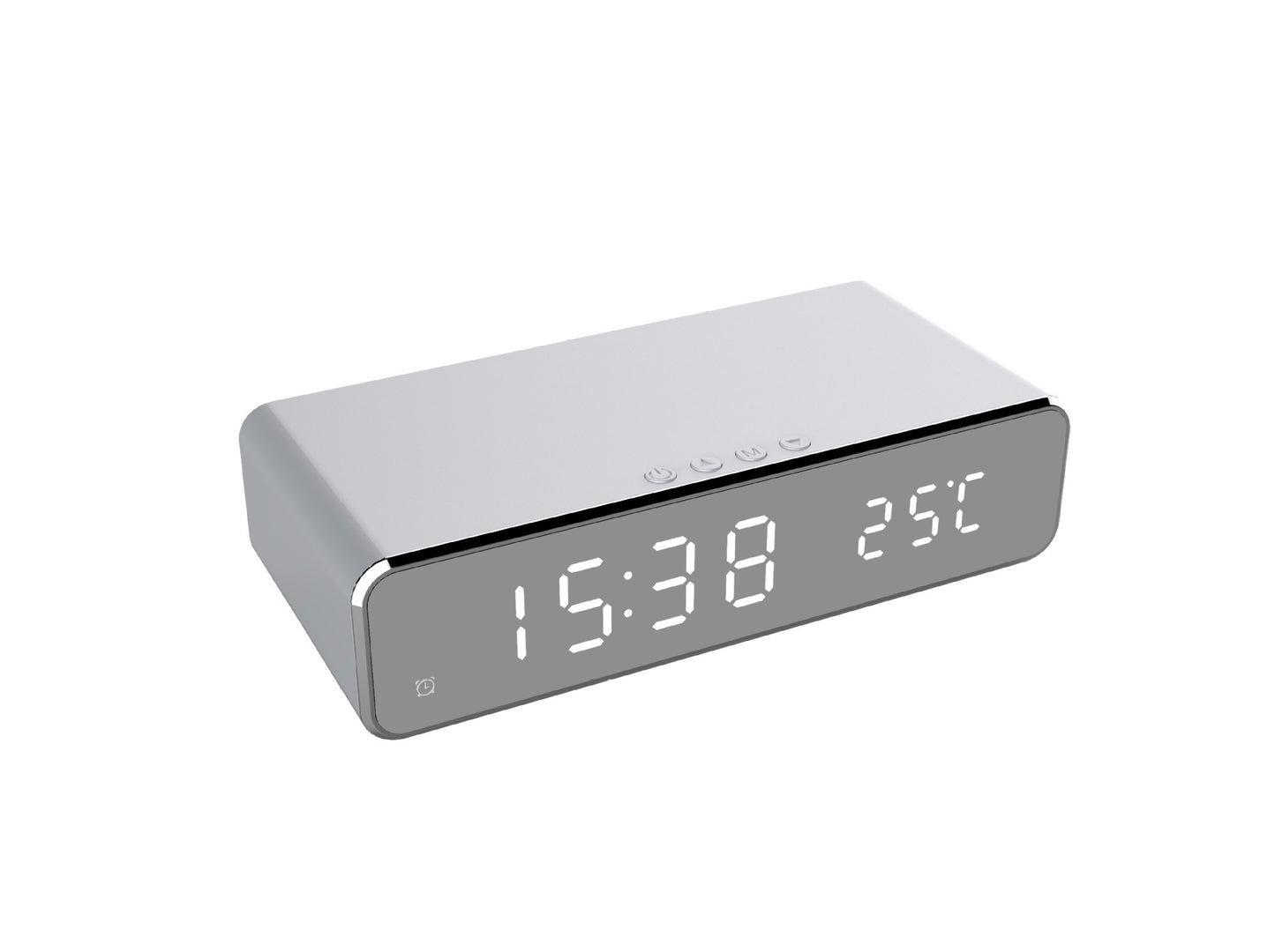 Reloj despertador eléctrico LED con cargador inalámbrico, reloj despertador digital, termómetro, reloj de espejo HD