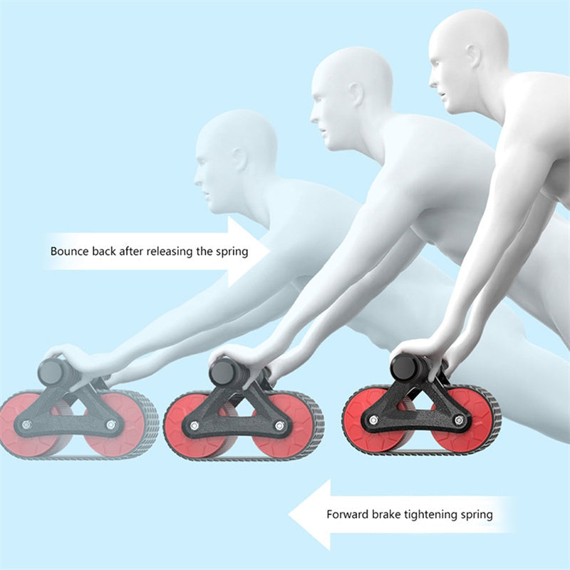 Ejercitador abdominal de doble rueda, con rebote automático, rodillo para abdominales, gimnasio, deportes