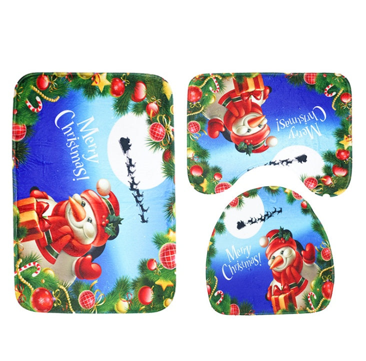 FENGRISE - Juego de 3 alfombras navideñas de Papá Noel para baño, decoración navideña, suministros para fiestas de Año Nuevo