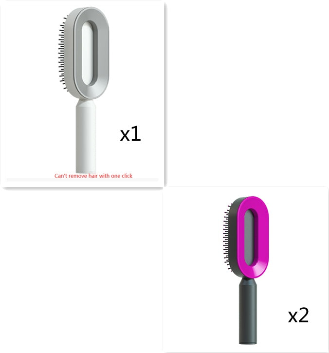 Cepillo autolimpiante para el cabello para mujeres, con una sola tecla, para la pérdida del cabello, masajeador de bolsas de aire, peine para el cuero cabelludo, cepillo antiestático.