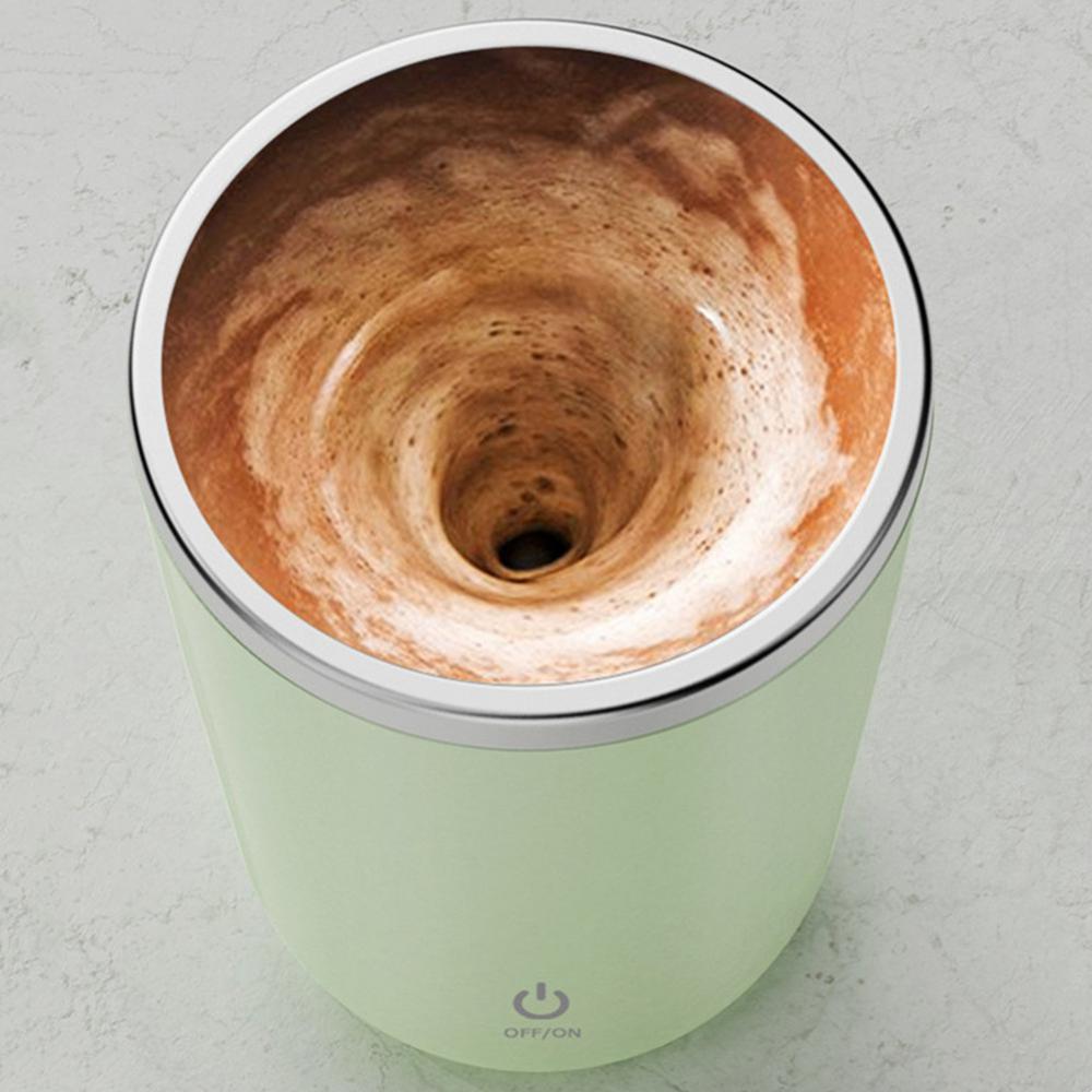 Taza automática de 350 ml con agitación automática, taza para mezclar café, leche y jugo, eléctrica de acero inoxidable con rotación lenta.