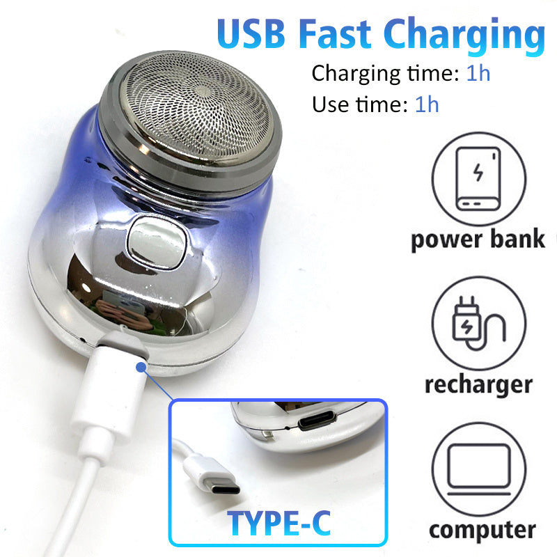Mini afeitadora facial inalámbrica portátil, recargable por USB, eléctrica, en seco y húmedo, sin dolor, tamaño pequeño, para hombres.
