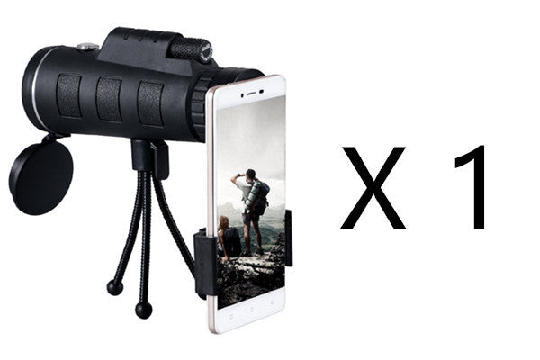 Compatible con Apple, telescopio monocular con zoom y brújula, clip para teléfono y trípode.