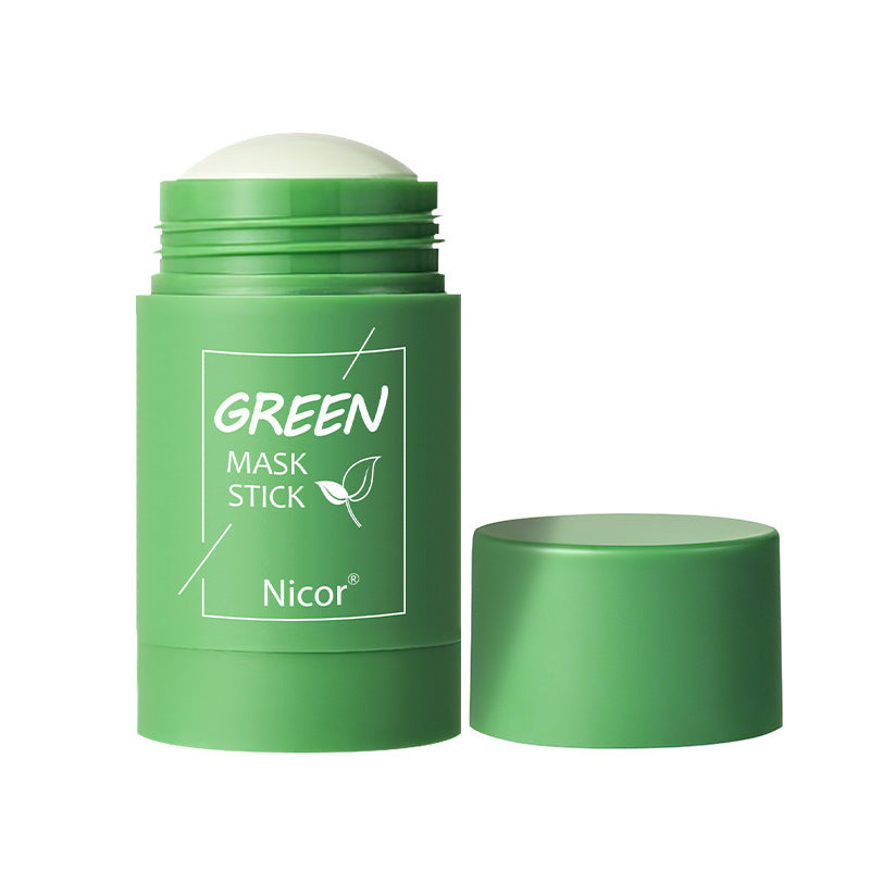 Mascarilla limpiadora de té verde, barra de arcilla, control de grasa, antiacné, blanqueadora, mascarilla de algas marinas, cuidado de la piel