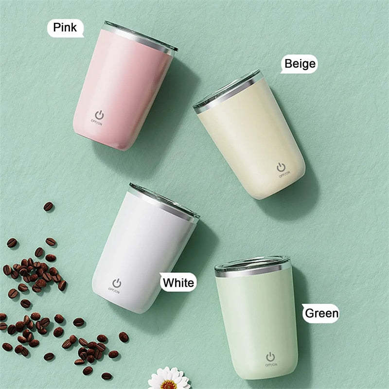Taza automática de 350 ml con agitación automática, taza para mezclar café, leche y jugo, eléctrica de acero inoxidable con rotación lenta.