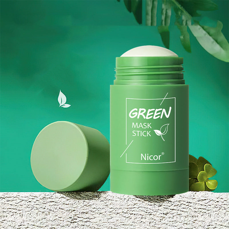 Mascarilla limpiadora de té verde, barra de arcilla, control de grasa, antiacné, blanqueadora, mascarilla de algas marinas, cuidado de la piel