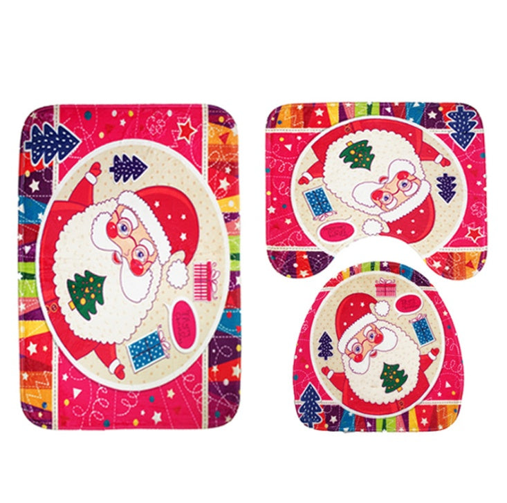FENGRISE - Juego de 3 alfombras navideñas de Papá Noel para baño, decoración navideña, suministros para fiestas de Año Nuevo