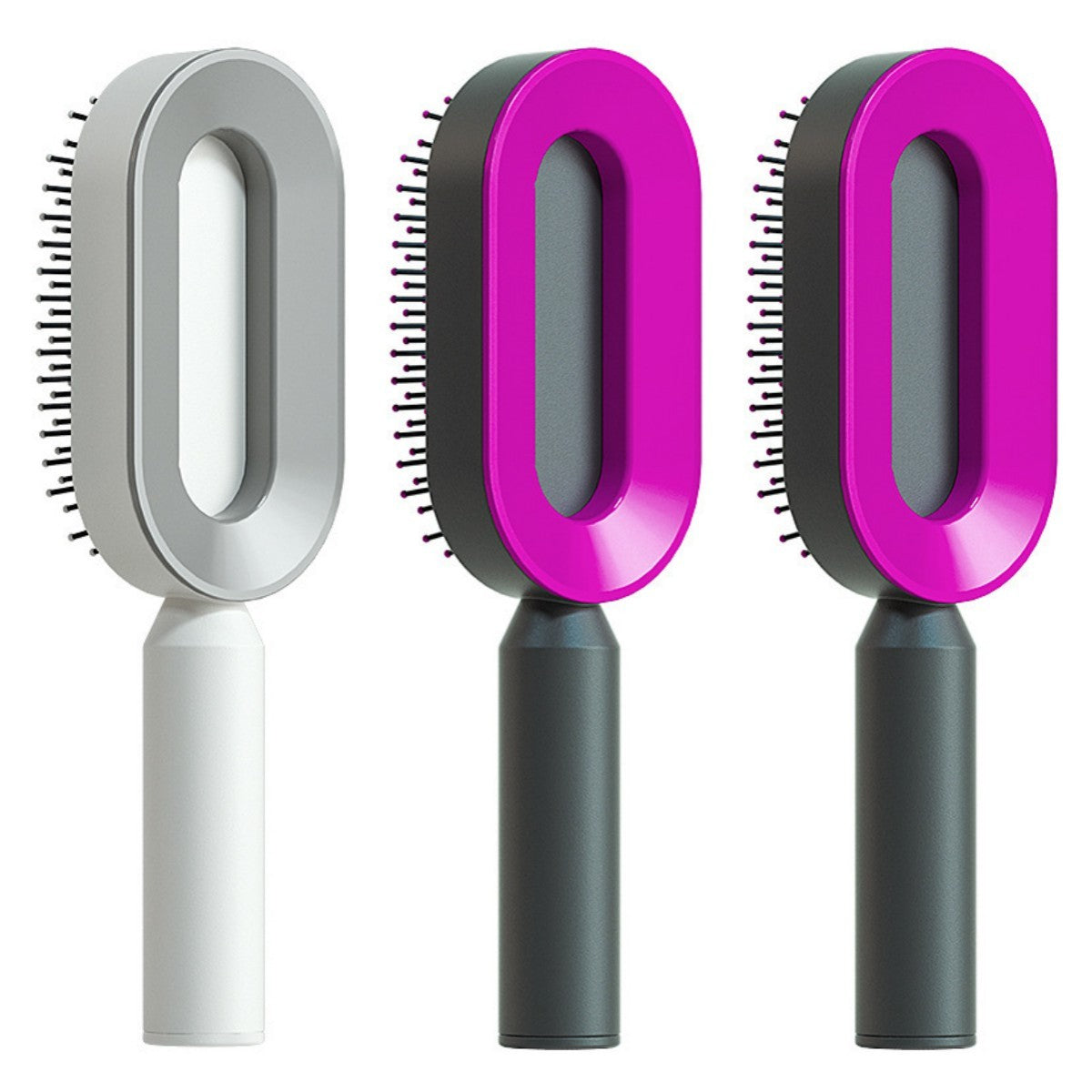 Cepillo autolimpiante para el cabello para mujeres, con una sola tecla, para la pérdida del cabello, masajeador de bolsas de aire, peine para el cuero cabelludo, cepillo antiestático.