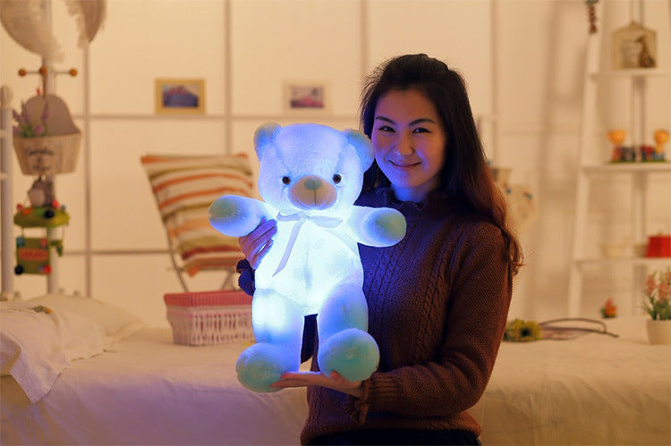 Oso de peluche LED creativo con luz, peluche colorido y brillante, regalo de Navidad para niños, almohada