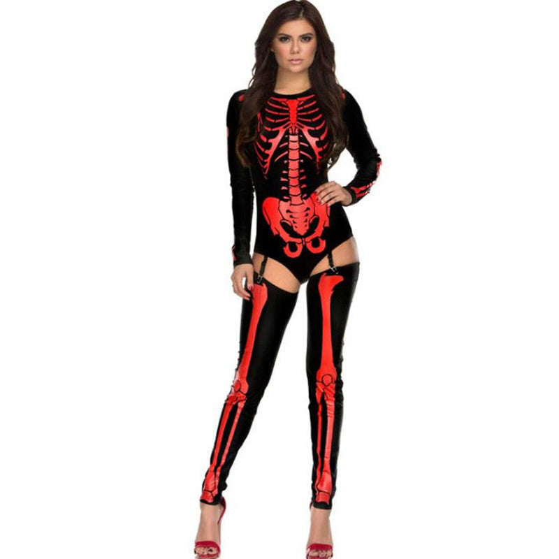 Disfraz de Halloween para cosplay, uniforme de calavera y zombi.