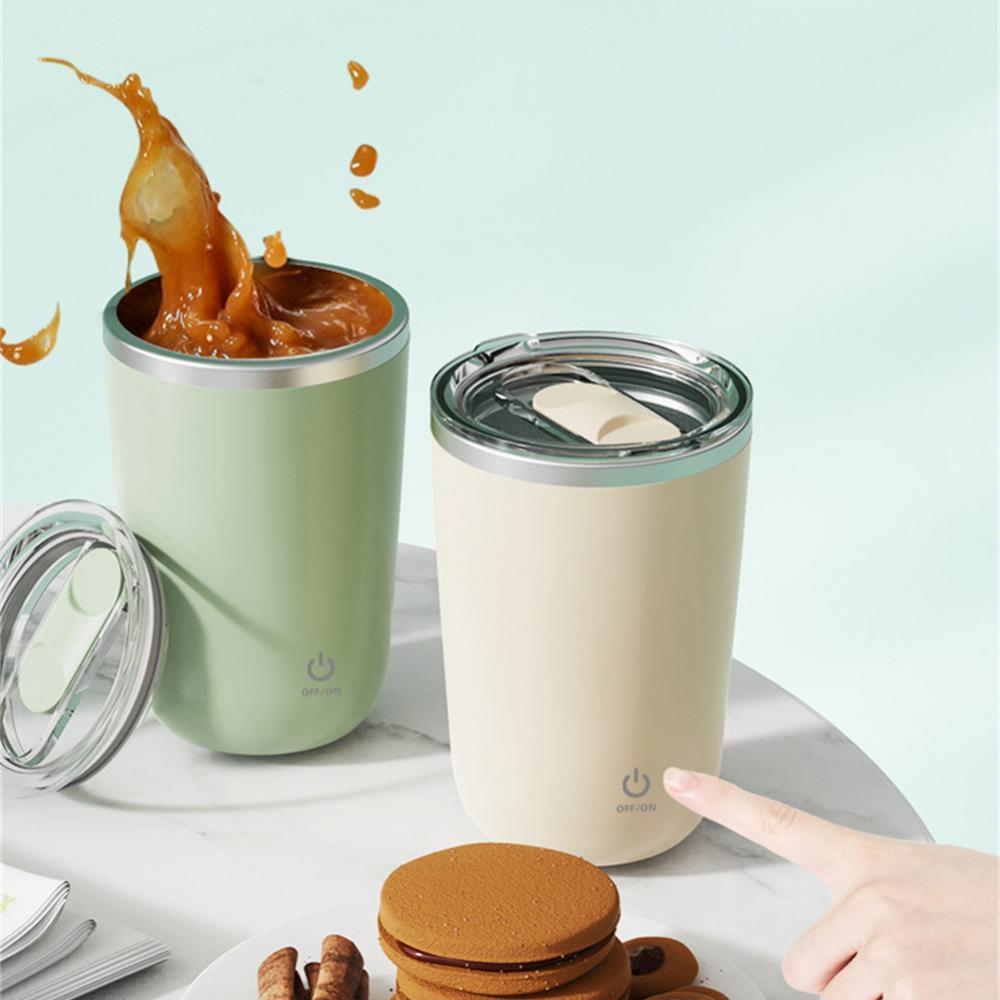 Taza automática de 350 ml con agitación automática, taza para mezclar café, leche y jugo, eléctrica de acero inoxidable con rotación lenta.