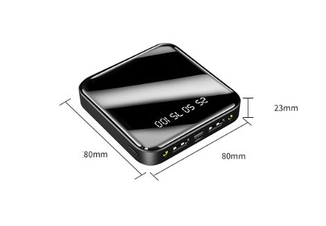 Mini banco de energía de 20000 mAh con pantalla digital y espejo portátil