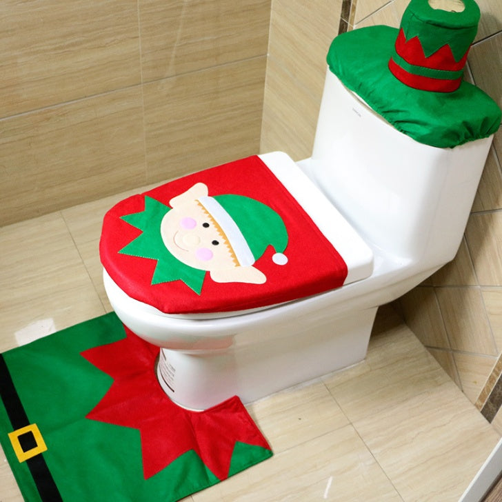 FENGRISE - Juego de 3 alfombras navideñas de Papá Noel para baño, decoración navideña, suministros para fiestas de Año Nuevo